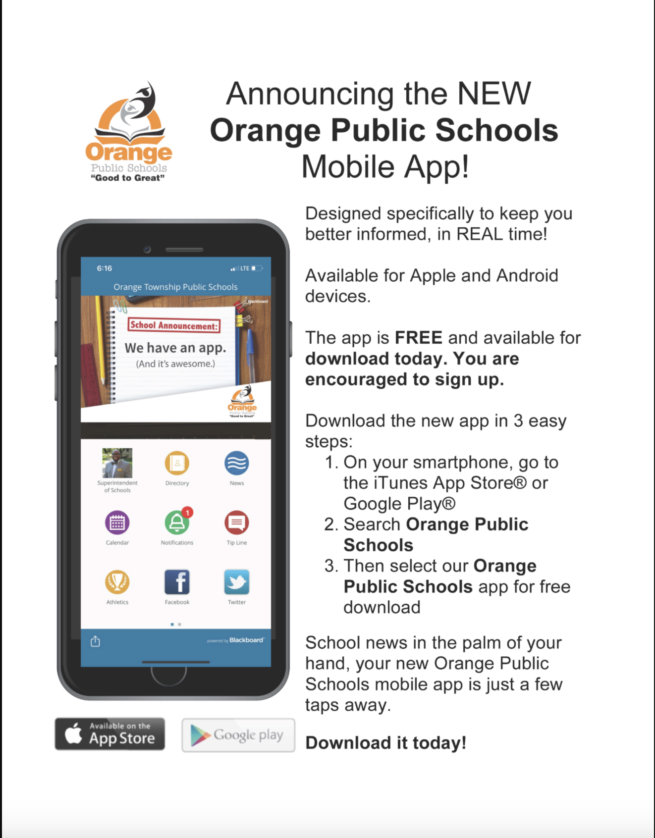 The Orange Township Public School District Mobile App Is Ready For Launch!